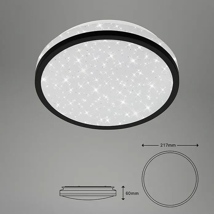 Tween Light LED-Deckenleuchte rund - 10 W, Weiß/Schwarz, Warmweiß - Nahaufnahme einer stilvollen LED-Deckenleuchte mit Sternmuster, ideal für moderne Innenräume.
