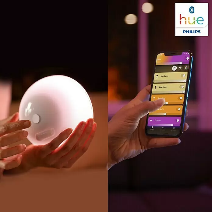 Philips Hue LED-Tischleuchte Go - 6 W, L x B x H: 15 x 15 x 7,9 cm, RGBW - Anwendungsbeispiel