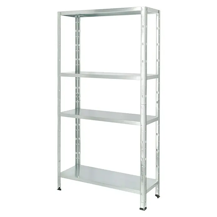 Regalux Metallregal - H x B x T: 160 x 84 x 30 cm, Traglast pro Boden: 40 kg, Anzahl Böden: 4 Stk., Stecken, Silber - Metallregal mit vier Regalböden. Das Regal ist silbern und hat eine robuste Konstruktion für Lagerzwecke.