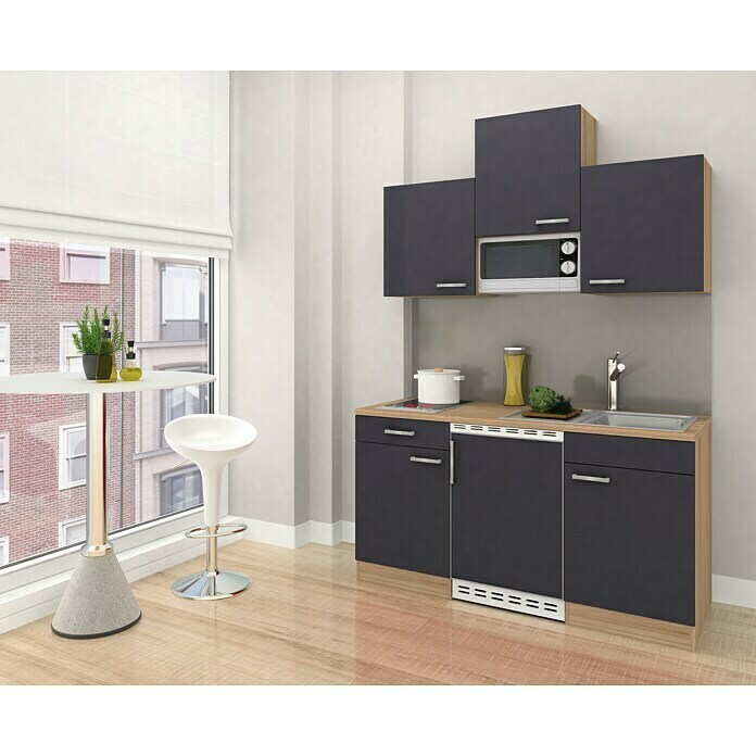 Respekta Cocina (Ancho: 150 cm, Con placa vitrocerámica, Gris)