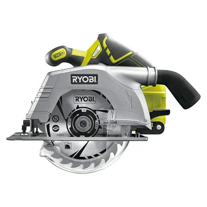 Ryobi ONE+ Akku-Handkreissäge R18CS-0 - 18 V, Ohne Akku, Leerlaufdrehzahl: 4.700 U/min - Die Ryobi ONE+ Akku-Handkreissäge ist ein vielseitiges Werkzeug für präzise Schnitte in Holz und anderen Materialien. Leistungsstark und zuverlässig.