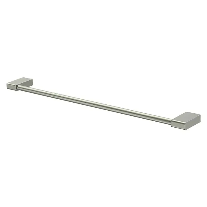 Lenz Pearl Badetuchhalter - 1-armig, Breite: 65 cm, Nickel, Matt - Eine silberfarbene Handtuchstange mit rechteckigen Halterungen an beiden Enden, die für ein modernes Badezimmerdesign geeignet ist.