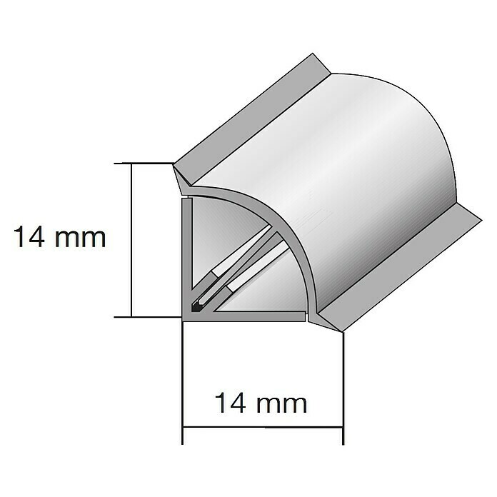 Kantoflex Wandabschlussprofil Topline (Aluminium gebürstet, 64 x 1,4 x 1,4 cm)