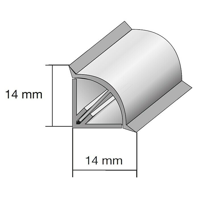 Kantoflex Wandabschlussprofil Topline Aluminium gebürstet250 x 1,4 x 1,4 cm Sketch