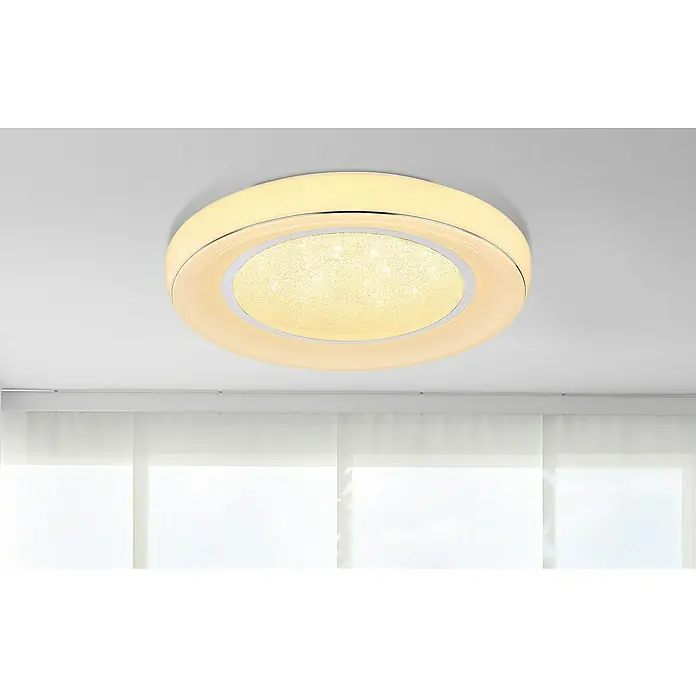Globo Deckenleuchte rund MICKEY - 30 W, Ø x H: 660 mm x 65,5 cm - Die moderne Deckenleuchte mit ihrem runden Design und warmem Licht, das jeden Raum erhellt, fügt sich nahtlos in jede Einrichtung ein.