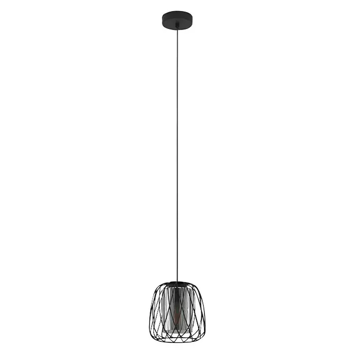 Eglo Lámpara colgante redonda Floresta - 40 W, Ø x Al: 19,5 x 110 cm, Negro, E27 - Elegante lámpara colgante con delicada jaula metálica y suspensión esbelta. El elemento de iluminación perfecto para espacios modernos.