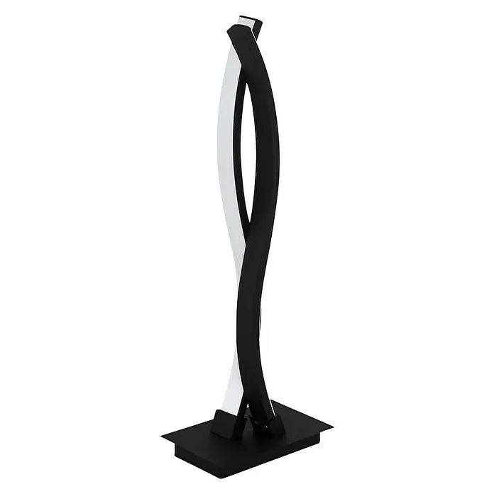 Eglo Lasana 3 Lámpara de sobremesa LED - 10 W, L x An x Al: 10 x 16 x 46 cm, Negro, Blanco cálido - Elegante lámpara de pie LED con diseño curvo y moderno en blanco y negro. Esta lámpara moderna mejora el espacio con iluminación ambiental y estilo.