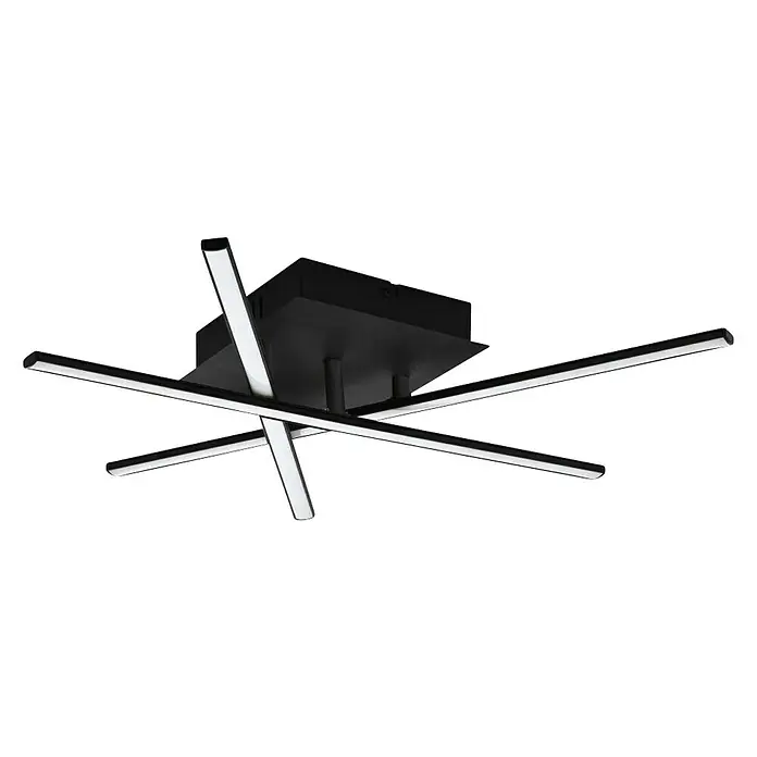 Eglo Lasana 3 Plafón LED - 10,5 W, L x An x Al: 14,5 x 50 x 9 cm, Negro, Blanco cálido - Lámpara de techo LED negra moderna con brazos de luz radiantes para un ambiente moderno en la habitación.