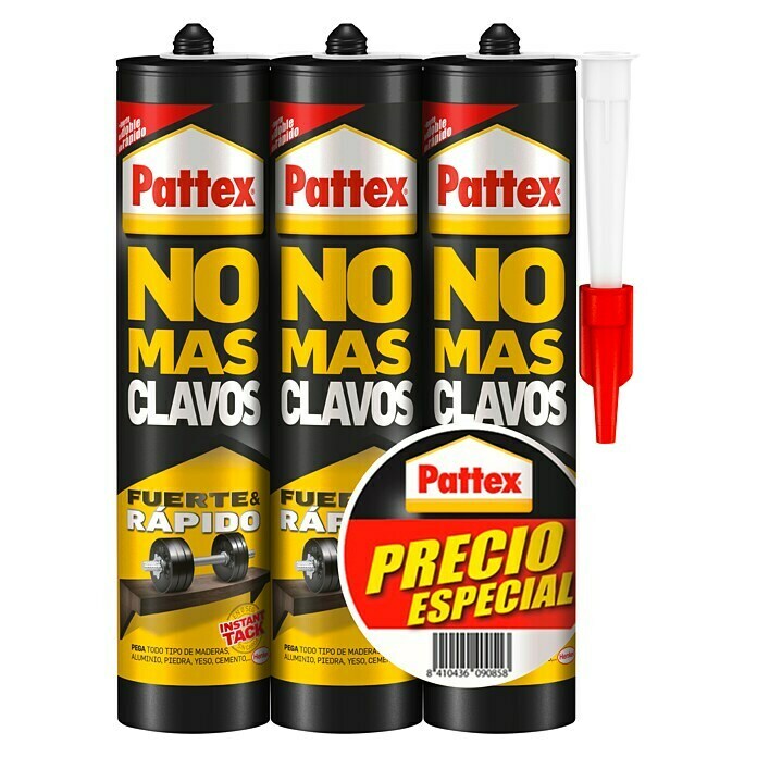 Pattex Adhesivo para montaje No más clavos 3 x 2 (Blanco, 370 g