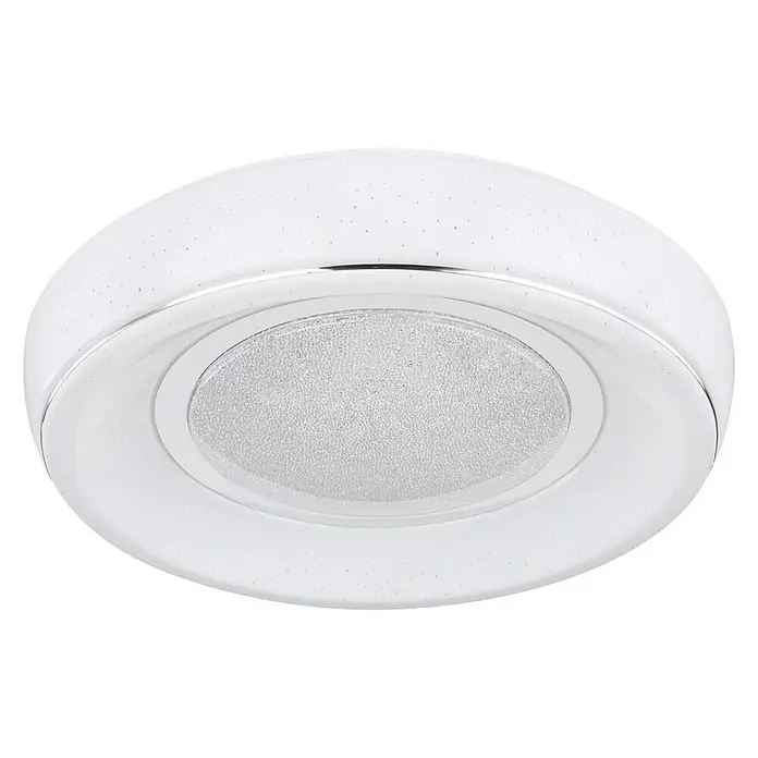 Globo Deckenleuchte rund MICKEY - 18 W, Ø x H: 390 mm x 39,5 cm - Nahaufnahme einer modernen, runden LED-Deckenleuchte mit weißem Rahmen und zentralem Lichtdiffusor, ideal für stilvolle Innenräume.