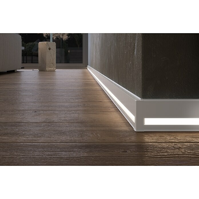 Deckprofil Cubica LS80 Light Down (Weiß, 2,5 m x 19 mm x 80 mm) | BAUHAUS