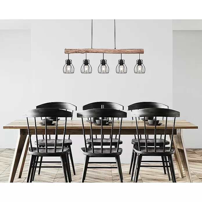 Globo Mina Pendelleuchte MINA - 40 W, L x B x H: 104 x 13,6 x 140 cm, Schwarz, E27 - Stimmungsaufnahme