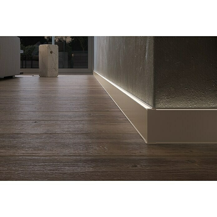 Deckprofil Cubica LS80 Light UpChampagner, 2,5 m x 19 mm x 80 mm Mood Shot