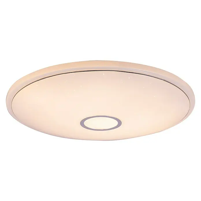 Globo Deckenleuchte rund CONNOR - 30 W, Ø x H: 680 mm x 69 cm - Eine moderne, runde LED-Deckenleuchte mit Sterneneffekt und einem subtilen, zentralen Ring, die für eine elegante Beleuchtung sorgt.