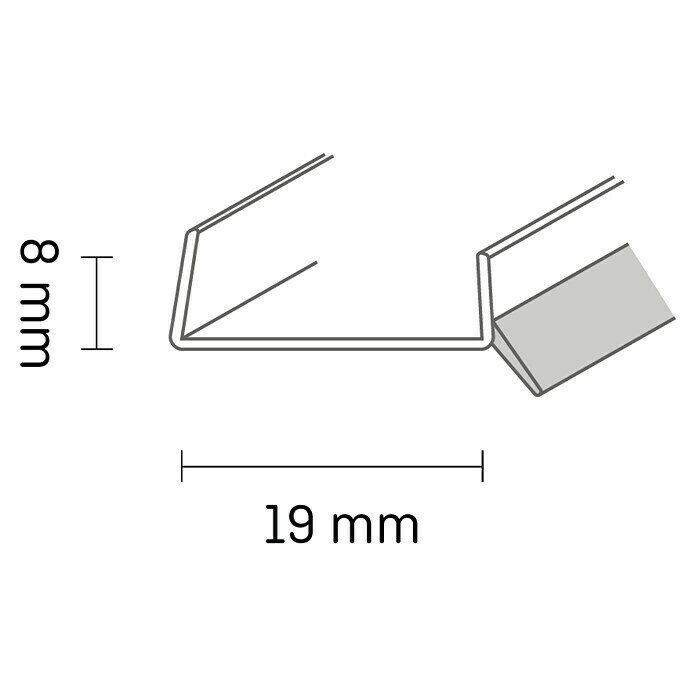 Kantoflex Sockelabschlussprofil (Mit Dichtlippe, 2,5 m, Geeignet für: Materialstärke 19 mm)