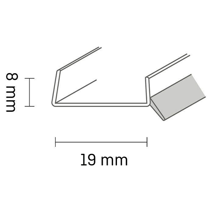 Kantoflex SockelabschlussprofilMit Dichtlippe, 2,5 m, Geeignet für: Materialstärke 19 mm Sketch