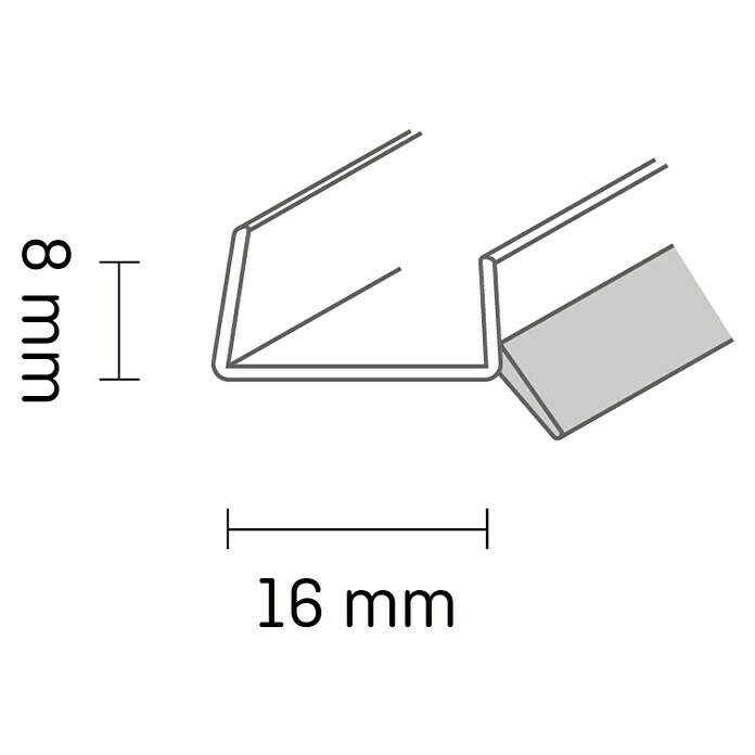 Kantoflex Sockelabschlussprofil (Mit Dichtlippe, 2,5 m, Geeignet für: Materialstärke 16 mm)