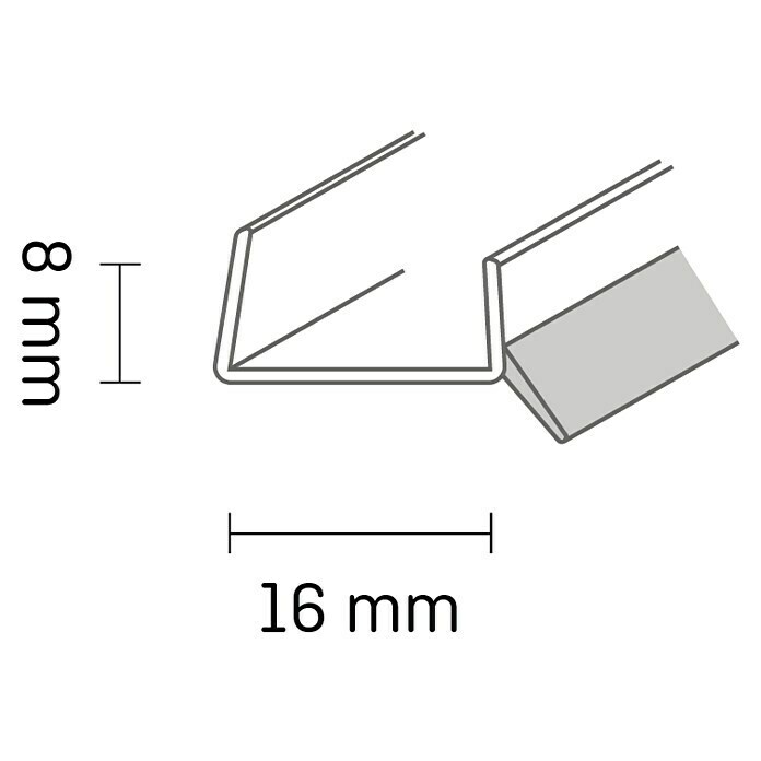 Kantoflex SockelabschlussprofilMit Dichtlippe, 2,5 m, Geeignet für: Materialstärke 16 mm Sketch