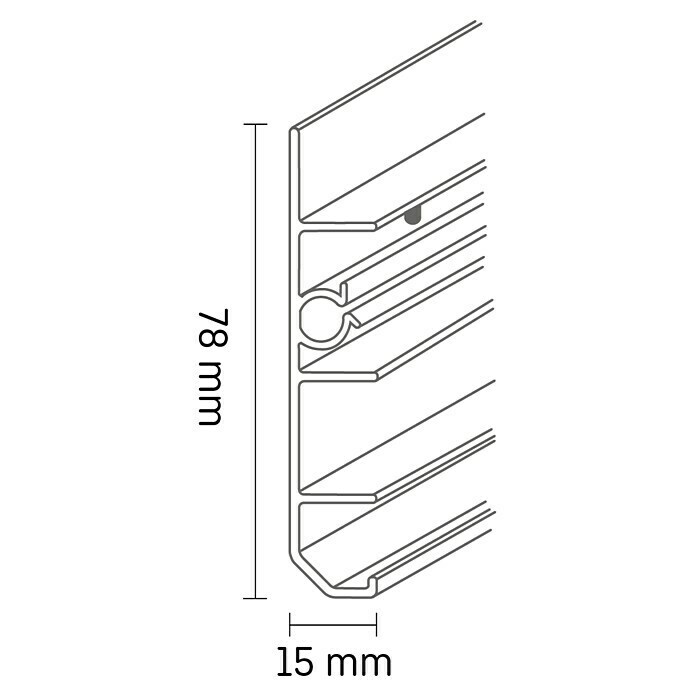 Grundprofil Cubica LS802,5 m x 15 mm x 78 mm, Passend für: Deckprofile Cubica LS80 Sketch