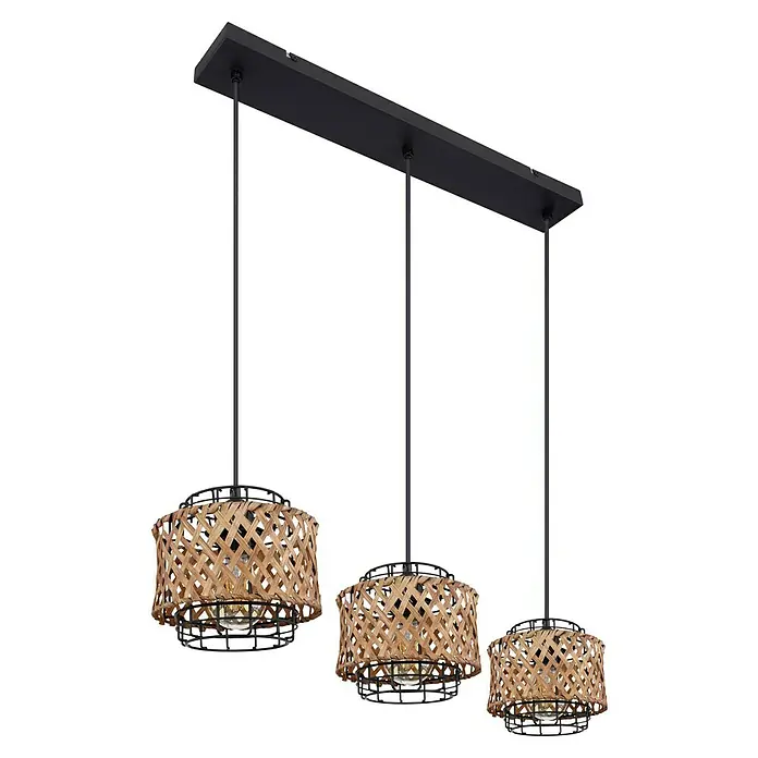 Globo Pendelleuchte GINA40 W, L x B x H: 23 x 19 x 59 cm, Schwarz, E27, 3 Stk.