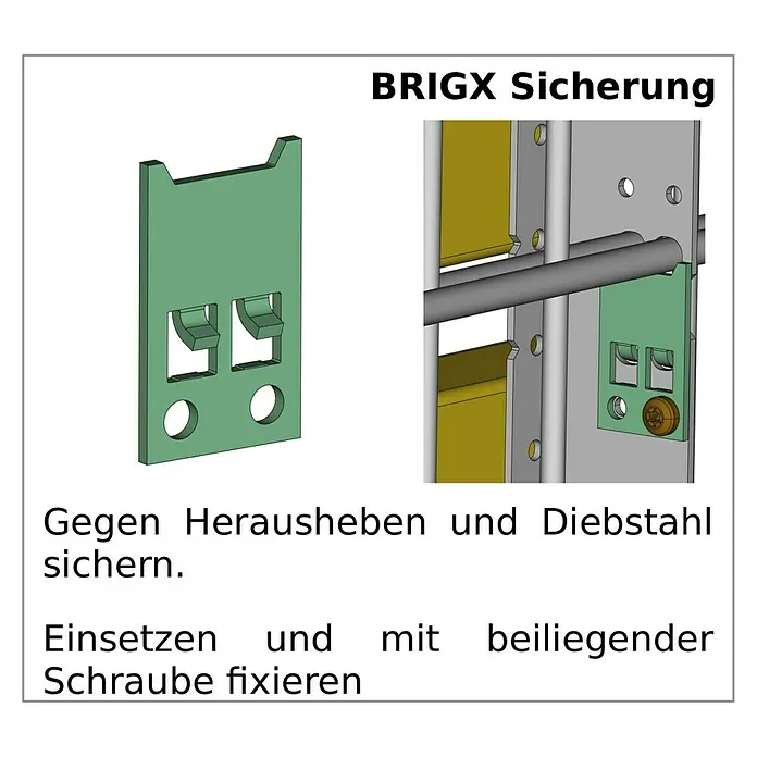 BRIGX Aushebesicherung - 4 Stk. - BRIGX Sicherung: Schützt vor Herausheben und Diebstahl. Einfache Montage mit beiliegender Schraube für optimalen Schutz.