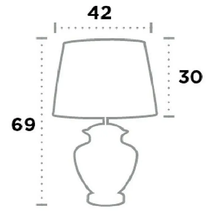 Searchlight Deko-Tischleuchte - L x B x H: 42 x 42 x 68,5 cm, Braun, E27 - Abbildung einer eleganten Lampe mit den Maßen 69 cm Höhe, 42 cm Breite des Lampenschirms und 30 cm Höhe des Lampenschirms.