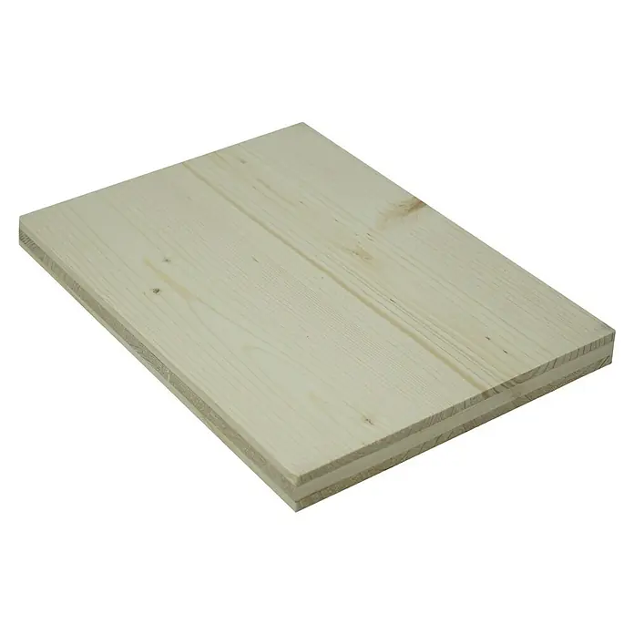3-Schichtplatte nach Maß - Fichte, Max. Zuschnittsmaß: 2.500 x 1.250 mm, Stärke: 19 mm - Nahaufnahme einer Holzplatte, die die Textur und die Maserung des Holzes hervorhebt. Ideal für DIY-Projekte und Holzarbeiten.