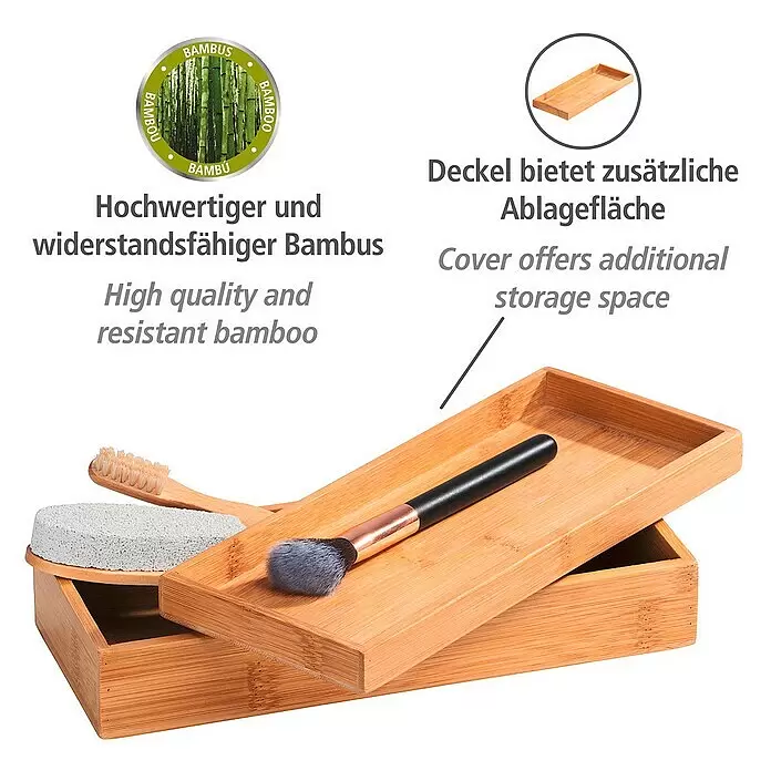 Wenko Aufbewahrungsbox Terra - 10 x 24 x 5,5 cm, Bambus - Anwendungsbeispiel