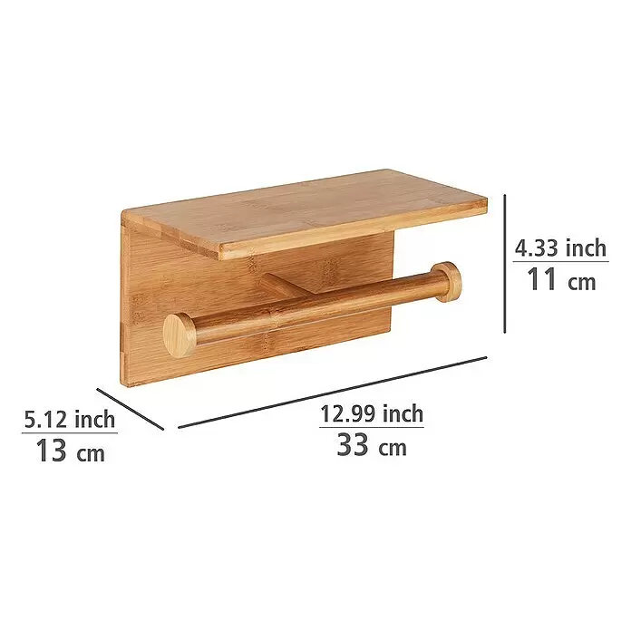 Wenko Bambusa ToilettenpapierhalterMit Ablage, Bambus