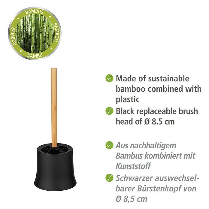 Wenko Bambusa WC-Bürstengarnitur (Bambus, Schwarz/Bambus) | BAUHAUS
