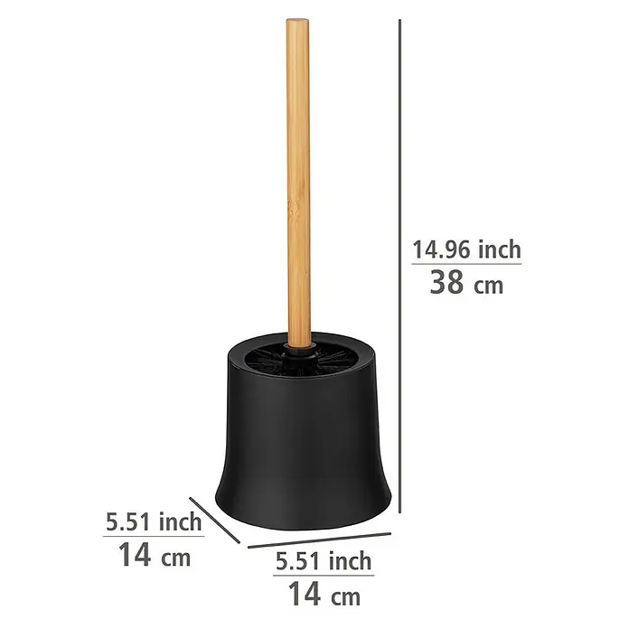 Wenko Bambusa WC-Bürstengarnitur - Naturmaterialien, Schwarz/Bambus - Eine elegante, schwarze Toilettenbürste mit Holzgriff, die Funktionalität und Stil in jedes Badezimmer bringt.