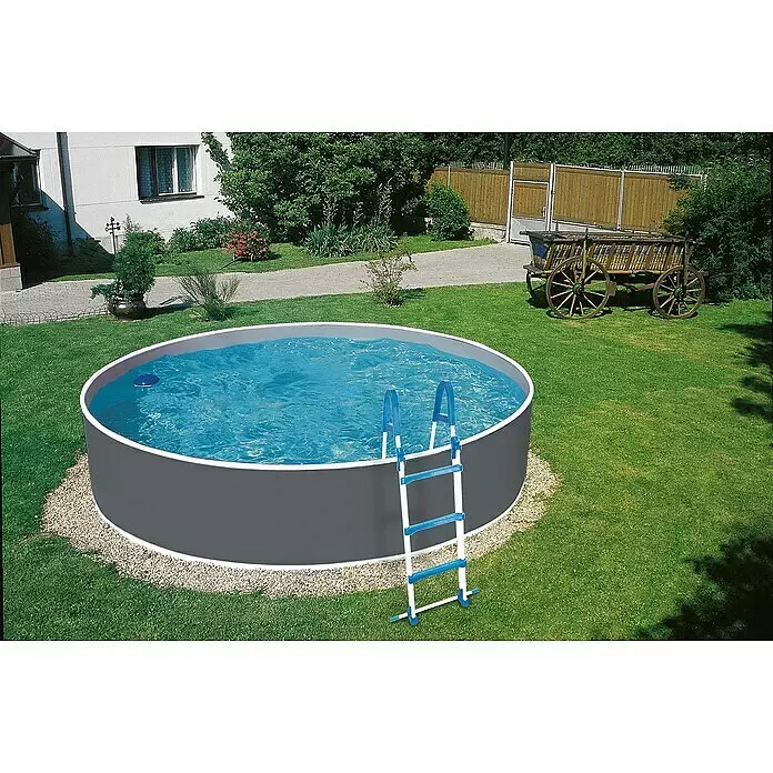 myPool Stahlwand-Pool Splash - Ø x H: 360 x 110 cm, Grau/Grau, 10.000 l - Stimmungsaufnahme