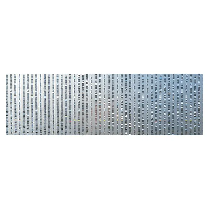 Lámina para ventana Línea Fix Niagara - Transparente - Primer plano de un vinilo para ventanas con rayas verticales y diseños geométricos, que ofrece privacidad y difunde la luz.