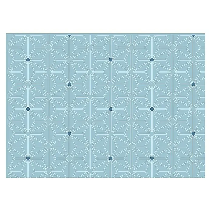 Papel pintado de vinilo autoadhesivo Habibi - 90 cm x 3 m, 100% PVC, Aqua - Papel pintado azul con patrón geométrico de estrella y puntos de acento, perfecto para interiores modernos que transmiten elegancia y tranquilidad.