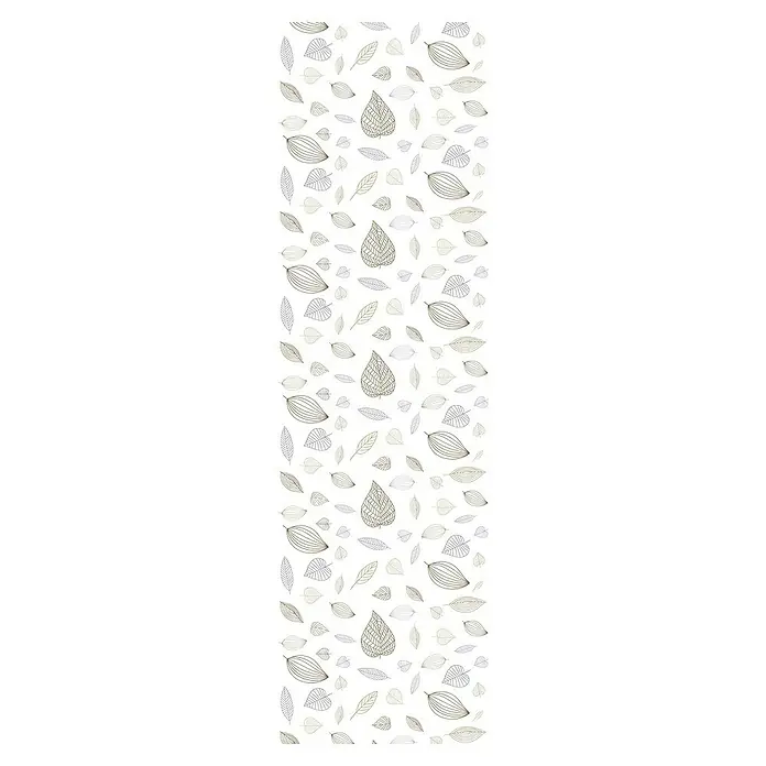Papel pintado de vinilo autoadhesivo Hojas - 90 cm x 3 m, 100% PVC - Patrón decorativo de hojas dispersas y delineadas en varias formas y tonos de marrón y gris.