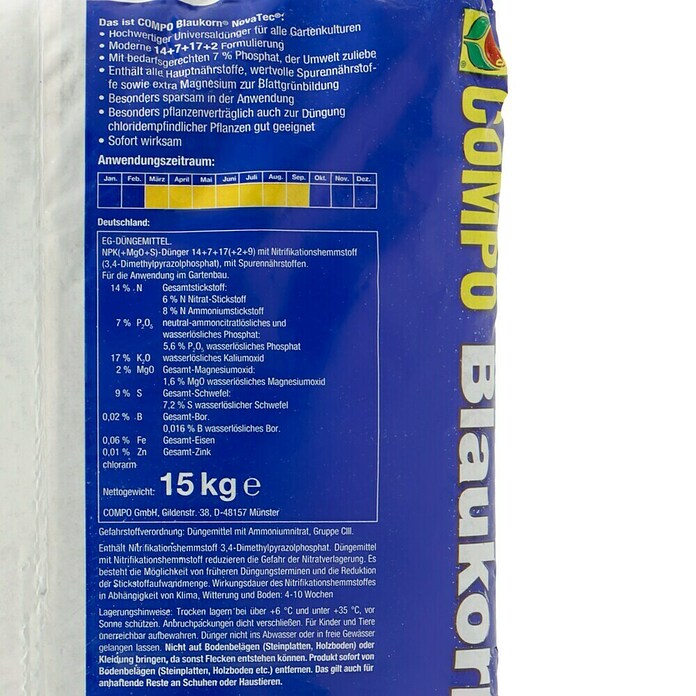 Compo Blaukorn NovaTec (15 kg, Inhalt ausreichend für ca.: Anwendungsbedingt)