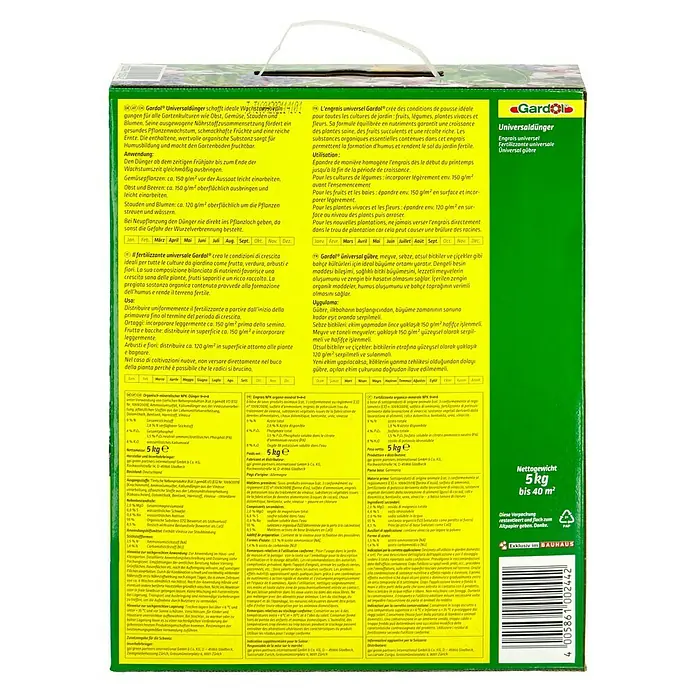 Gardol Universaldünger - 5 kg, Max. Anwendungsfläche: 40 m² - Gardol Universaldünger 5kg Packung, ein vielseitiger Dünger für gesunde Pflanzen, schmackhafte Früchte und einen fruchtbaren Gartenboden.