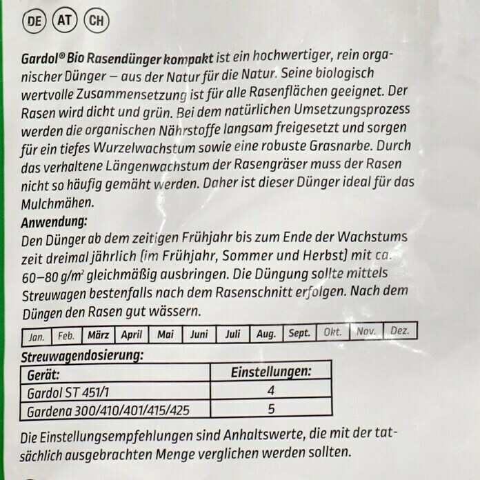 Gardol Pure Nature Bio-Rasendünger Kompakt10,5 kg, Inhalt ausreichend für ca.: 175 m² Detail Shot