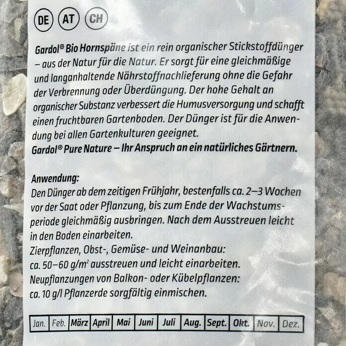 Gardol Bio-Hornspäne - 2,5 kg, Max. Anwendungsfläche: 50 m² - Detailaufnahme