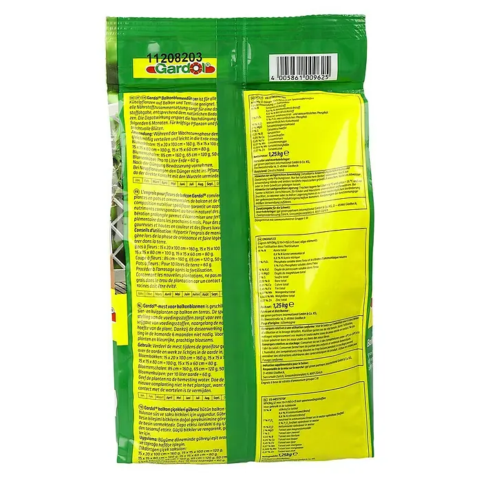 Gardol Balkonblumendünger - Wiederverschließbar, 1,25 kg, Passend für: 13 m Balkonkasten - Gardol Balkonblumendünger: Spezialdünger für üppige Blüten auf Balkonen und Terrassen, mit Langzeitwirkung für bis zu 6 Monate.