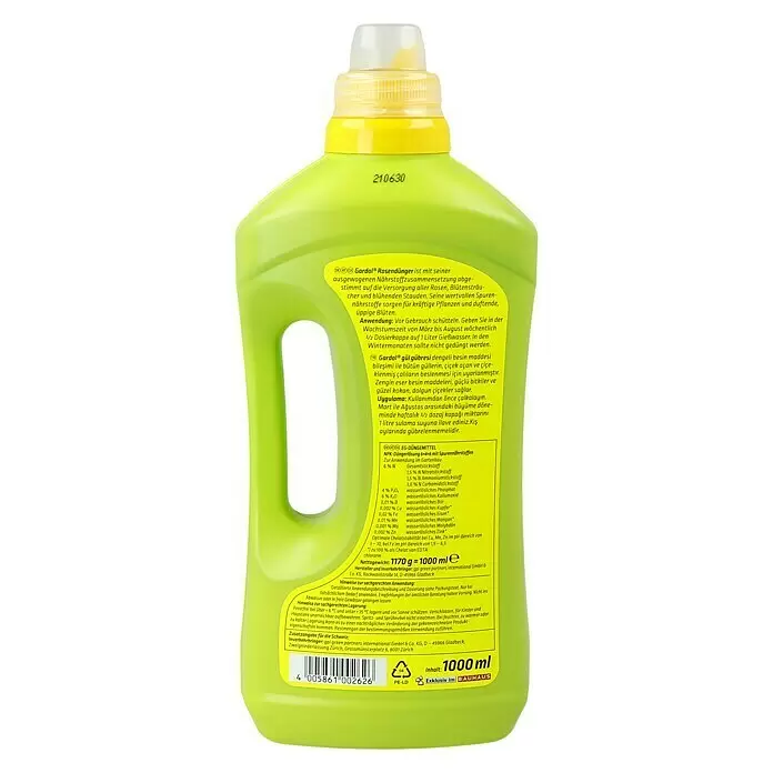 Gardol Rosendünger1 l, Max. ausreichend für Flüssigkeitsmenge: 100 l Back View