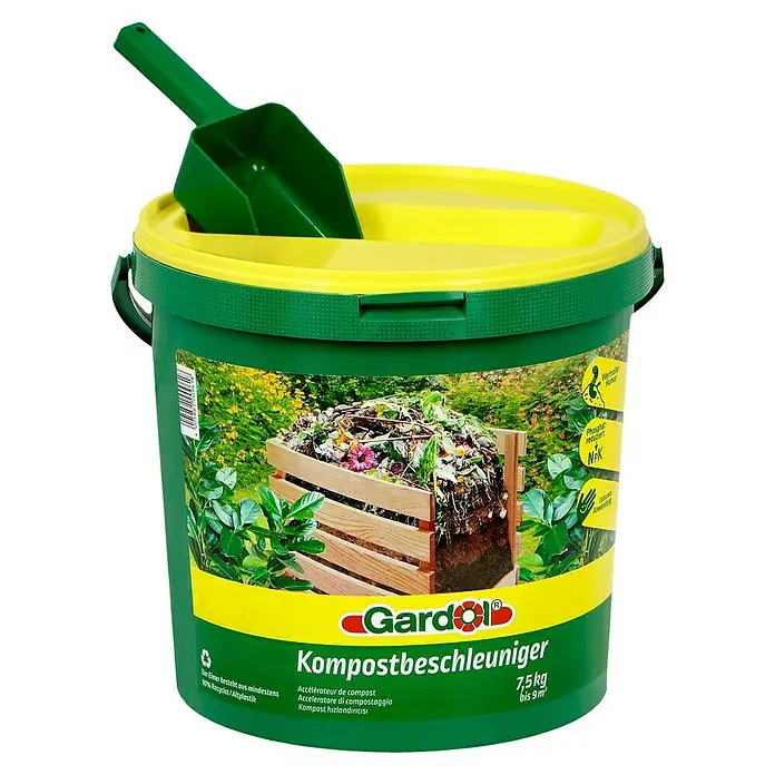 Gardol Kompostbeschleuniger - 7,5 kg, Max. Anwendungsvolumen: 9 m³ - Eimer Kompostbeschleuniger von Gardol mit grüner Schaufel. Der Kompostbeschleuniger ist ideal für eine schnelle Kompostierung im Garten.