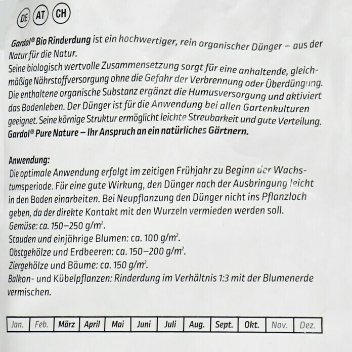 Gardol Pure Nature Bio-Rinderdung12,5 kg, Inhalt ausreichend für ca.: 125 m² Detail Shot