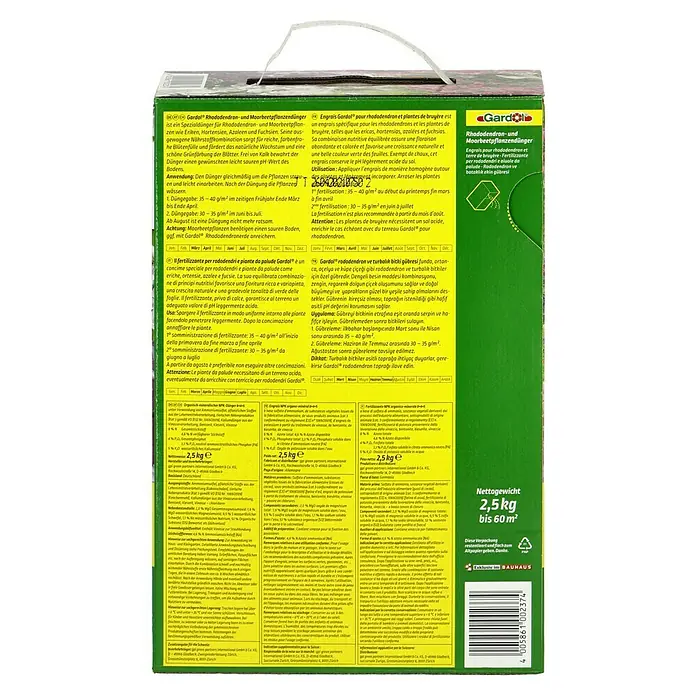 Gardol Rhododendrondünger - 2,5 kg, Max. Anwendungsfläche: 60 m² - Gardol Rhododendron-Dünger: Spezialdünger für Moorbeetpflanzen, sorgt für üppige Blüten und Wachstum. Ideal für sauren Boden.