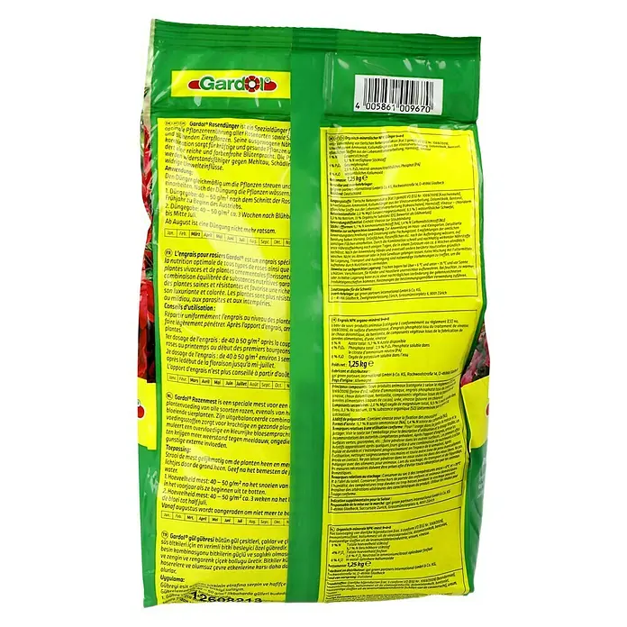Gardol Rosendünger - 1,25 kg, Max. Anwendungsfläche: 25 m² - Gardol Rosendünger: Spezialdünger für Rosen und Zierpflanzen, sorgt für kräftige Pflanzen und reiche Blütenpracht.