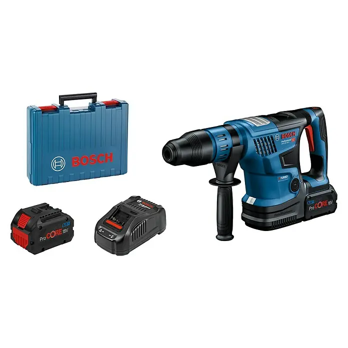 Bosch Professional AMPShare 18V Akku-Kombihammer GBH 18V-36 C - 18 V, 2 Akkus, 8 Ah, 7 J - Bosch GBH 18V-45 C Akku-Bohrhammer mit Zubehör und ProCORE Akkus. Ideal für schwere Bohrarbeiten mit hoher Leistung.