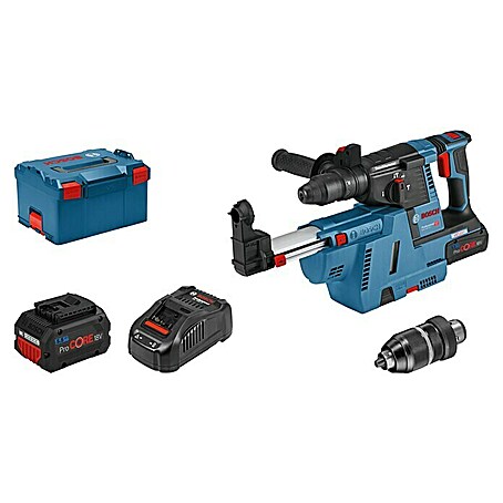 Bosch Professional AMPShare 18V Martillo combinado de batería GBH 18V-26 F (18 V, 2 baterías, 5,5 Ah, 2,6 J, Con extracción de polvo)