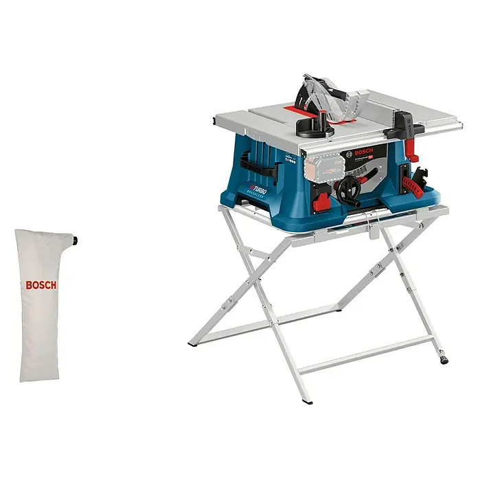 Bosch Professional AMPShare 18V Akku-Tischkreissäge GTS 18V-216 - 18 V, Ohne Akku, Durchmesser Sägeblatt: 216 mm, Mit Sägetisch - Bosch Akku-Tischkreissäge mit Staubsack und praktischem Untergestell für den mobilen Einsatz auf Baustellen.