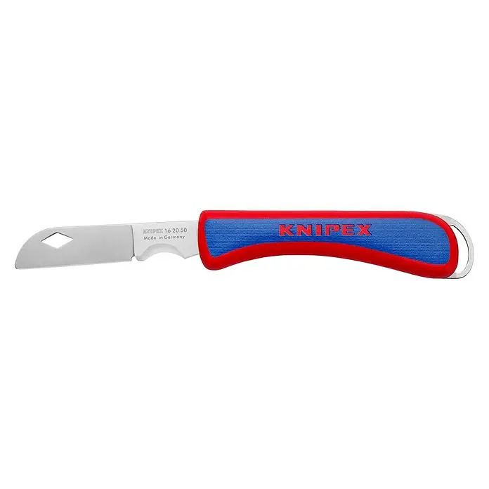 Knipex Klappmesser Elektriker-Klappmesser - Klingenlänge: 80 mm - Das KNIPEX 16 20 50 Abisolierwerkzeug ist ideal für präzises Abisolieren. Es verfügt über eine Klinge aus hochwertigem Stahl und einen ergonomischen Griff.