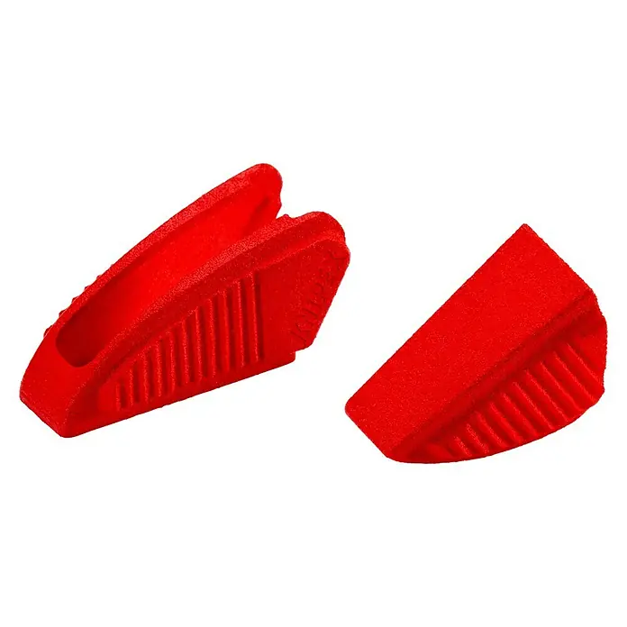 Knipex Schonbacken - Kunststoff, Passend für: Knipex Zangenschlüssel 86 XX 180er Modelle ab 2019 - Zwei rote Knipex-Werkzeuggriffe, Zubehör für Zangen, mit gerippter Oberfläche und Knipex-Logo.